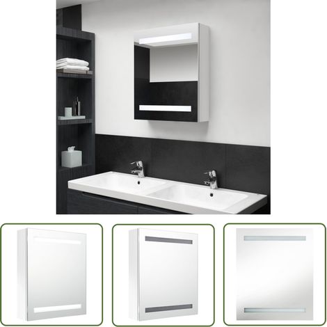 The Living Store LED-Bad-Spiegelschrank Glänzendes Weiß 50x14x60 cm - LED-Spiegelschrank - Badezimmermöbel - Kosmetikspiegel - Wandspiegel - Aufbewahrungsschrank (1/5)