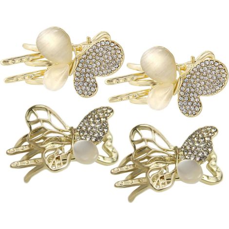 4 Pieces Gold Alloy Hair Clips, Elegant Clips (1/5)