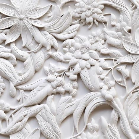 Papier Peint Adhesif Mural Motif Floral Feuilles Papier Peint Effet 3D Blanc Gris Vintage Rouleau Adhésif Mural Decoratif Chambre Salle de Bain Rouleau Adhesif pour Meuble Fleuri 44.5CMx3M (1/5)