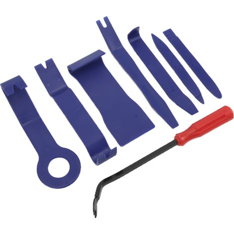 Kit 8 pièces démontage garniture auto bleu avec tournevis rouge, extracteur de clips portes fenêtres, outil d'installation (1/5)