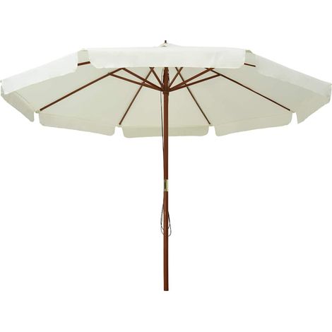 Maison Exclusive - Sonnenschirm mit Holzmast 330 cm Sandweiß (1/5)