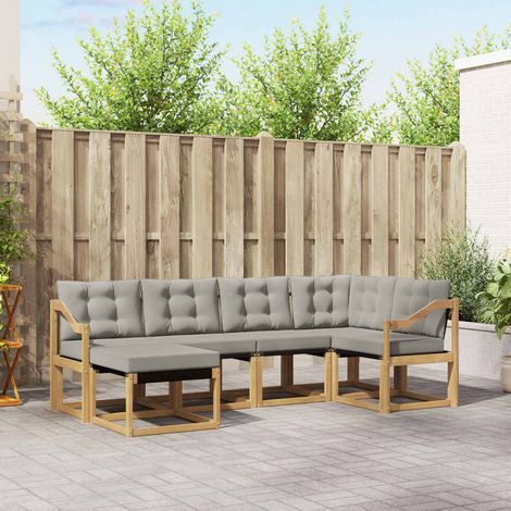 vidaXL Conjunto de sofás de exterior 6 uds. Blanco y Gris Claro (1/5)