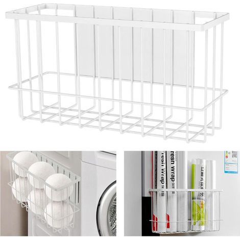 Étagère à épices - Panier magnétique - Espace de Rangement pour buanderie, Cuisine et réfrigérateur - Adhère aux Surfaces magnétiques - Magnétisme Puissant (Blanc) (1/5)