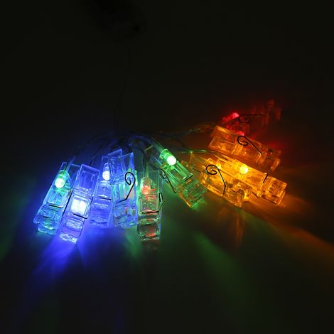 Guirlande Lumineuse Led - 10 Leds Avec Pinces À Photo - Alimentation Par Pile - Décoration Murale Intérieure (1/5)