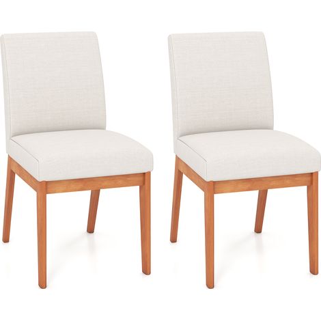 COSTWAY Modern Kitchen Chair Set of 2 Armless Dining Chair-Beige (1/5)