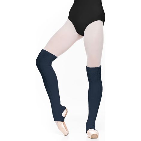 Scaldamuscoli lunghi da donna con apertura sul tallone, blu navy. Scaldamuscoli lunghi da donna con apertura sul tallone, blu navy, 60 cm. (1/4)