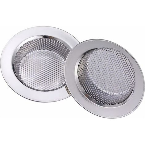 2er-Set Küchenspülen-Siebe, Edelstahl-Spülen-Siebe, Metall-Badewannen-Siebe für Bad und Küche, 7,5 cm / 2,95" und 34" Durchmesser