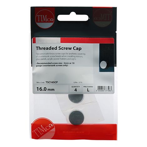 TIMCO Threaded Screw Caps Solid Brass Satin Chrome - 16mm (1/4)