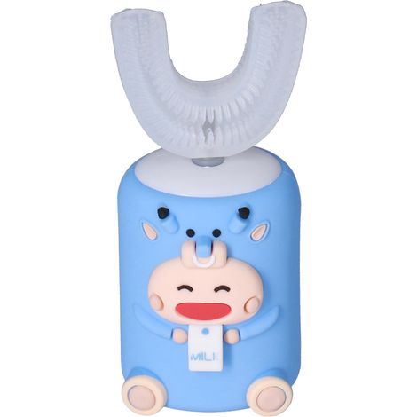 Automatische Zahnbürste mit Vibration, U-förmig, wasserdicht, Akku, niedliche elektrische Zahnbürste für Kinder, blau (1/5)