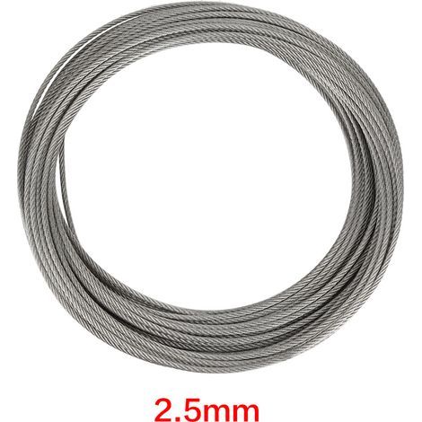 Acouto 304 Corde Métallique Câble en Acier Inoxydable pour Levage de Pêche, Résistant à la Rouille, Longueur de 20 M, 3 Mm de Diamètre (2,5 mm) (1/5)