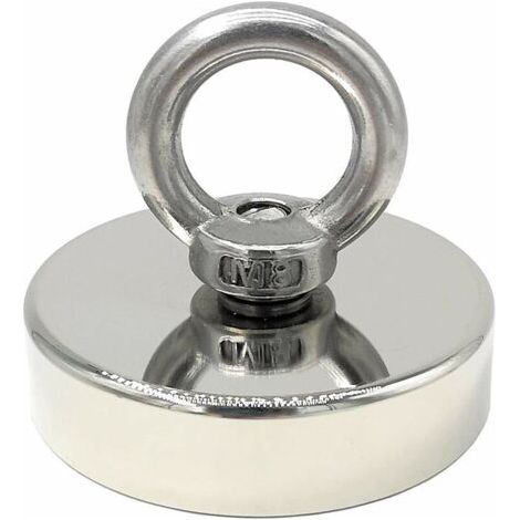 CHOYCLIT Aimant de levage,aimant néodyme 140 kg force diamètre 60 mm, aimants avec anneaux de levage puissant pour l'industrie et la science, pêche magnétique (1/2)