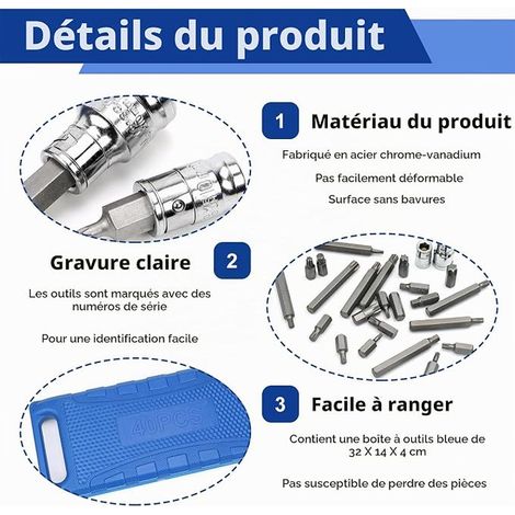 Hexagonal Socket Kit, Multi-Tooth Sockets with 1/2 Inch, 3/8 Inch Adapter, Screwdriver Bits with Box, Socket Wrench Set, with Torx, Hexagonal and Flute (H4-H12, T20-T55, M5-M12) (1/2)