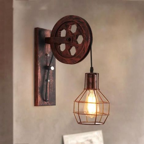 Applique murale intérieur - Poulie en métal - Vintage et moderne (1/3)