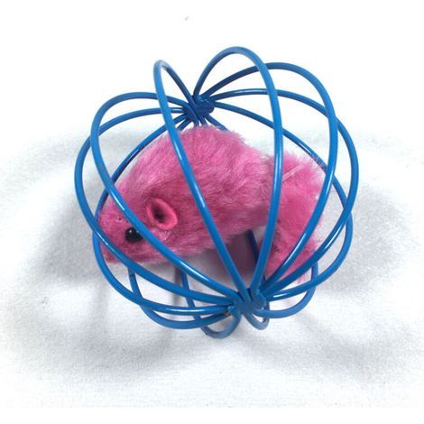 Jouet pour chat, boule de souris en peluche, souris en cage, amusant pour jouer et soulager l'ennui, boule à gratter pour chat (1/5)