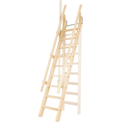 Scala per soppalco - Colore : Legno Naturale - due corrimani - MSP/BN/2R