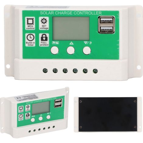 PWM-Solar-Lade-/Entladeregler, 24V/12V-LCD-Display mit automatischer Erkennung, zwei USB-Anschlüsse für Lithium-Batterien, mit Photovoltaikkabel, 10A (1/5)