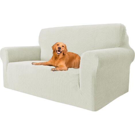 140 180cm Housse Canapé Extensible 2 Places, Housse De Canapé avec Accoudoirs, Super Élastique Sofa Cover Universelle, Moderne, Antidérapante, Antisalissure, Lavable, Naturel (1/5)