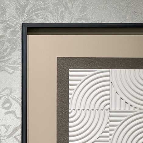 RIVANA Tableau peinture à l'huile beige relief carré cadre aluminium - 50x50 cm (1/4)