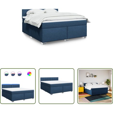 Matelas à ressorts ensachés -  Sommier à lattes de lit avec matelas Bleu 180x200 cm Tissu (1/5)