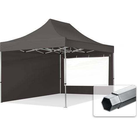 3x4.5m Pop Up Gazebo PROFESSIONAL Aluminium 40 mm, incl. Sidewalls with Panorama Windows, dark grey High Performance Polyester approx. 400g/m² (1/5)