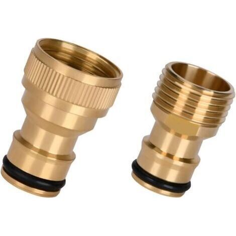Set of 2 Watering Hose Adapter, Brass Watering Fittings, 1/2" Quick Connector Set for Garden Hose, Watering Garden Tools, Kitchen (1/3)