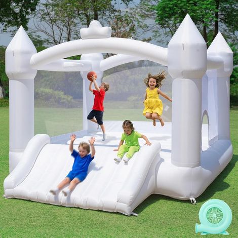 Kids White Inflatable Castle with Blower for Outdoor Indoor Gardens (1/5)