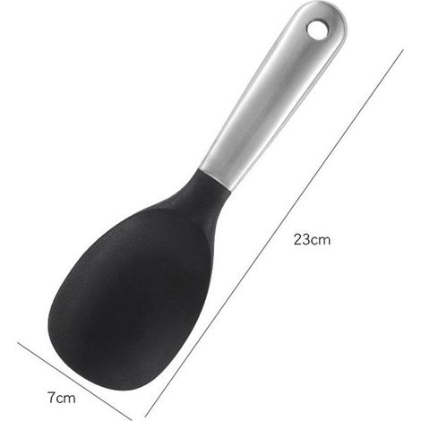 Cuchara para arroz, Espátula para arroz, Se puede colgar, Silicona, 23x7x2cm, tiendas de alimentación, catering y cocinas domésticas, Negro (1/5)