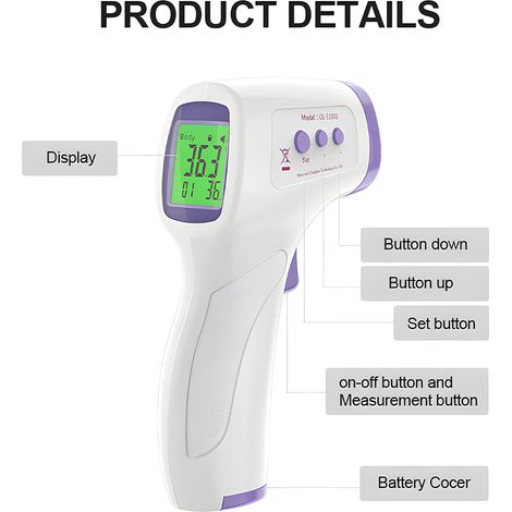 LCD-Stirnthermometer, digitales Thermometer mit Fieberalarm, 3-Farben-Anzeige, schnelle Ergebnisse, einfaches, berührungsloses Infrarot-Thermometer für alle Altersgruppen (1/5)