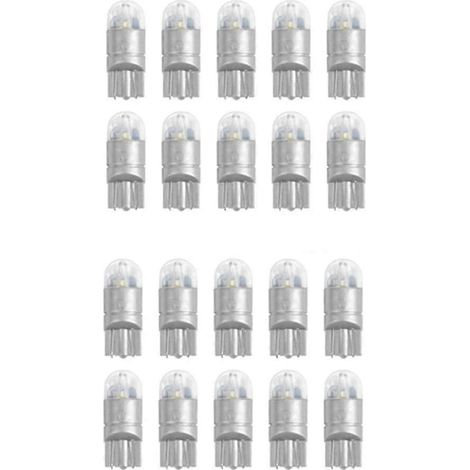 Lot de 20 ampoules LED blanches 6000K Canbus T10 168 194 W5W pour plafonnier, plaque d'immatriculation et feux de position latéraux (1/5)