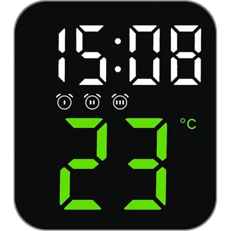 Horloge Murale Numerique A Affichage Led - Avec Capteur De Temperature - Fonctionne Sur Piles - Pour Salle De Sejour Bureau Garage - 1 Unite (1/5)