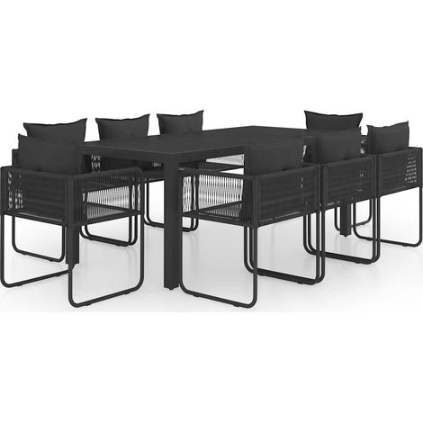 Maison Exclusive - Set da Pranzo da Giardino 9 pz in Rattan PVC Nero (1/5)