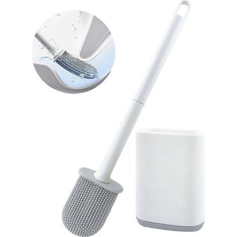 Brosse de toilette en silicone, brosse plate et flexible pour le nettoyage des toilettes (1/5)