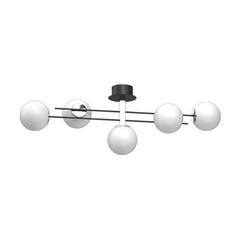 Plafonnier noir chrome 5 globes Satelit E27 Luminex