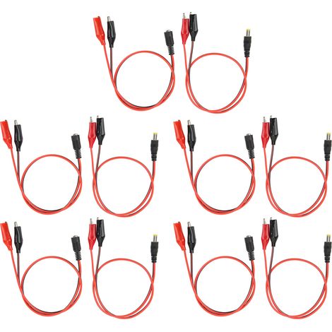 Lot de 5 câbles adaptateurs CC avec pinces crocodiles, connecteurs mâle et femelle, câble de test de batterie, longueur 50 cm (1/5)