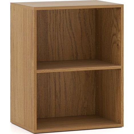 2-stöckiges Bücherregal aus Holz mit verstellbaren Regalböden, 42 x 29,5 x 53,5 cm