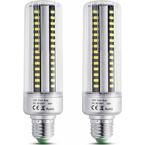 E27 25W LED Bulb Warm White 3000K, 2500LM High Brightness, Equivalent to 200W Halogen Bulb, Non-Dimmable, E27 LED Corn Bulb for Ceiling Light, Pack of 2 [Energy Class A+] (1/5)