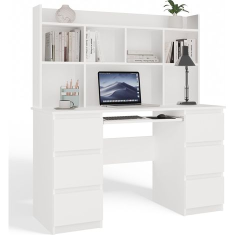 Kuba Desk With Hutch White Home Office Desk With Storage (1/5)