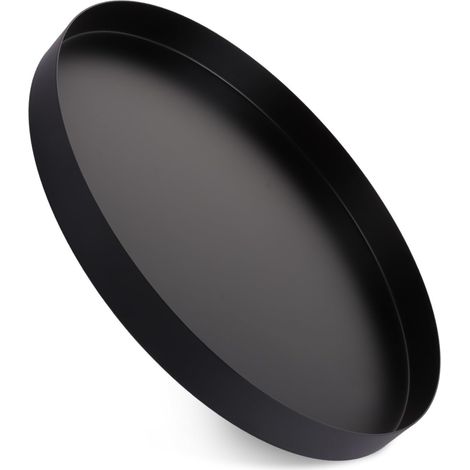 1 Plateau Rond Métal Noir 30cm Bord 2,7cm Acier Inoxydable Pour Bijoux Maquillage Dessert Salon (1/5)