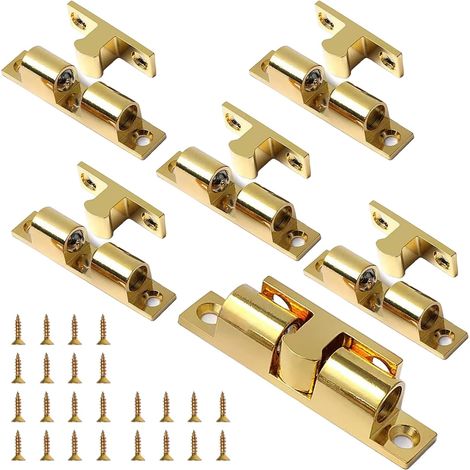 6 pcs Coulissante aimant porte placard,push to open serrure de porte,amortisseur placard avec vis,fermeture,ferme porte,poussoir,convient aux bibliothèques, armoires (1/5)