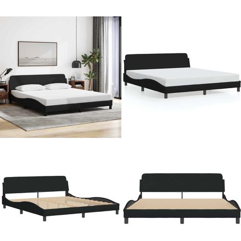 Bettgestell ohne Matratze Schwarz 180x200 cm Stoff - Bettsofa - Doppelbett - Boxspringbetten - Lattenrost - Schlafzimmermöbel - Home & Living (1/5)