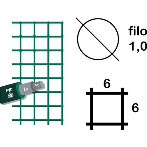 Rete Elettrosaldata Plastificata H 60 F.1,0 Sidex 6 X in PVC 6 mm