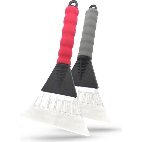 Pack of 2 - Ice Scraper for Cars Winter Care Windscreen with Soft Grip No Scratches Windscreen Snow Removal Frost non-slip Comfort Foam Grip for Car Snow (Pack of 2 RANDOM COLOURS)