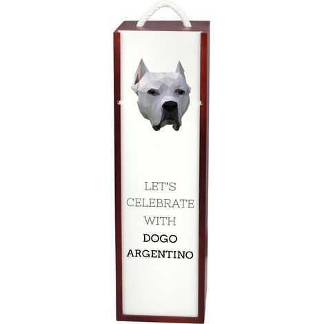 Coffret à vin géométrique Dogo Argentino avec photo et inscription par Art-Dog (1/5)