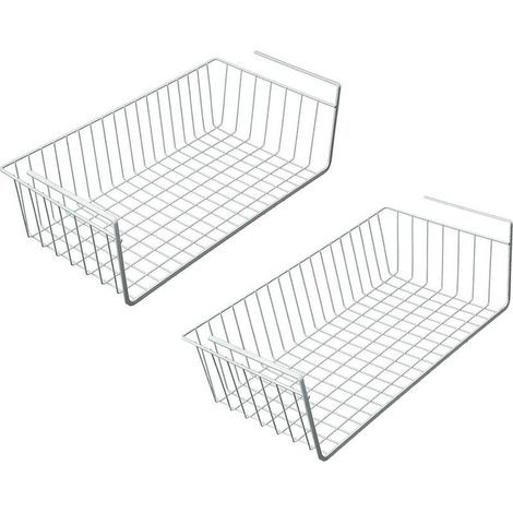 Panier de tiroir de 40 cm, organisateur de rangement sous armoire (2 pièces, blanc) (1/5)