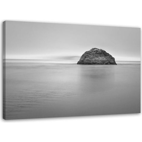 Tableau sur toile rocher de la mer noir blanc 60x40 (1/5)