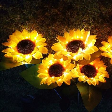 Paquet de 2 lampes de jardin solaires, lampes de tournesol , lampes d'extérieur à LED pour terrasse, jardin, couloir, escalier, paysage, routes (1/4)