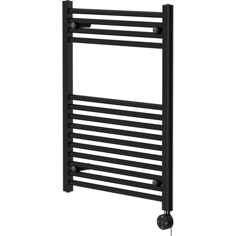 Wholesale Domestic Pizarro Colore Matt Black 800mm x 600mm Straight Digital Thermostatic Electric Heated Towel Rail (1/5)
