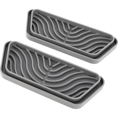 Lot de 2 bacs récupérateurs d'eau trapézoïdaux en silicone pour réfrigérateur GE et Samsung, gris (1/5)