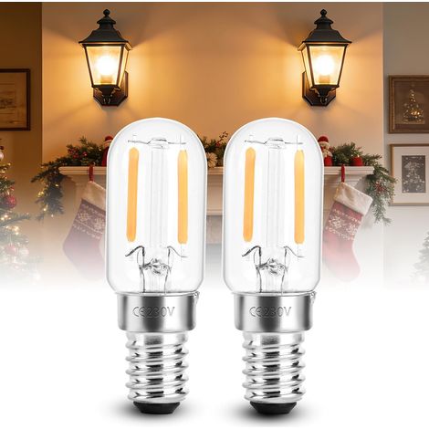 T22 E14 Ampoules LED 1W Blanc Chaud 2200k, T22 Edison SES Ampoule de Nuit Tubulaire à Petite Vis, 10W-15W équivalent, AC 220-240V, 150 Lumen, pour lampe à sel de réfrigérateur, Pack de 2 (1/5)
