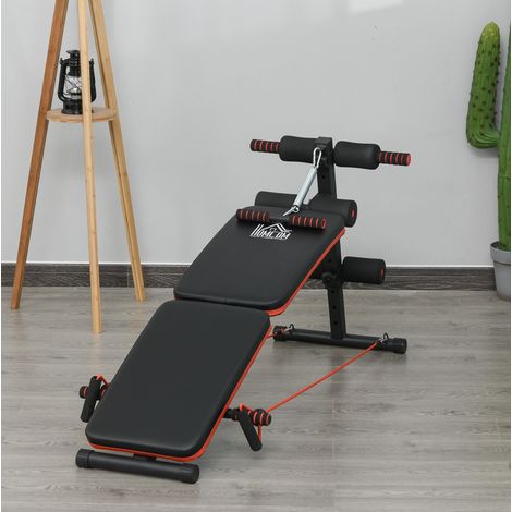 Banc de musculation multifonction pliable et réglable avec cordes, charge 110 kg, noir HAVRYA (1/5)